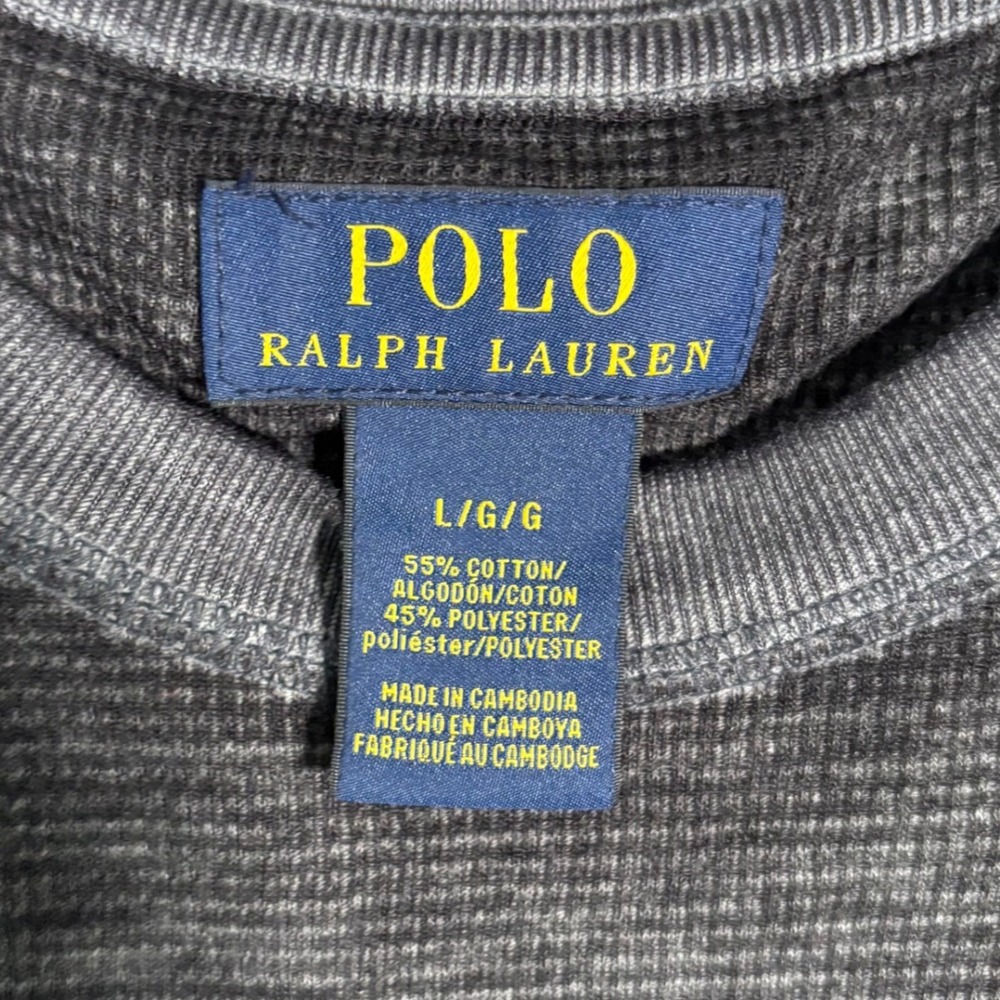Polo Ralph Lauren Mens Large Charcoal Gray Waffle Knit Short Sleeve T-Shirt - Picture 3 of 11